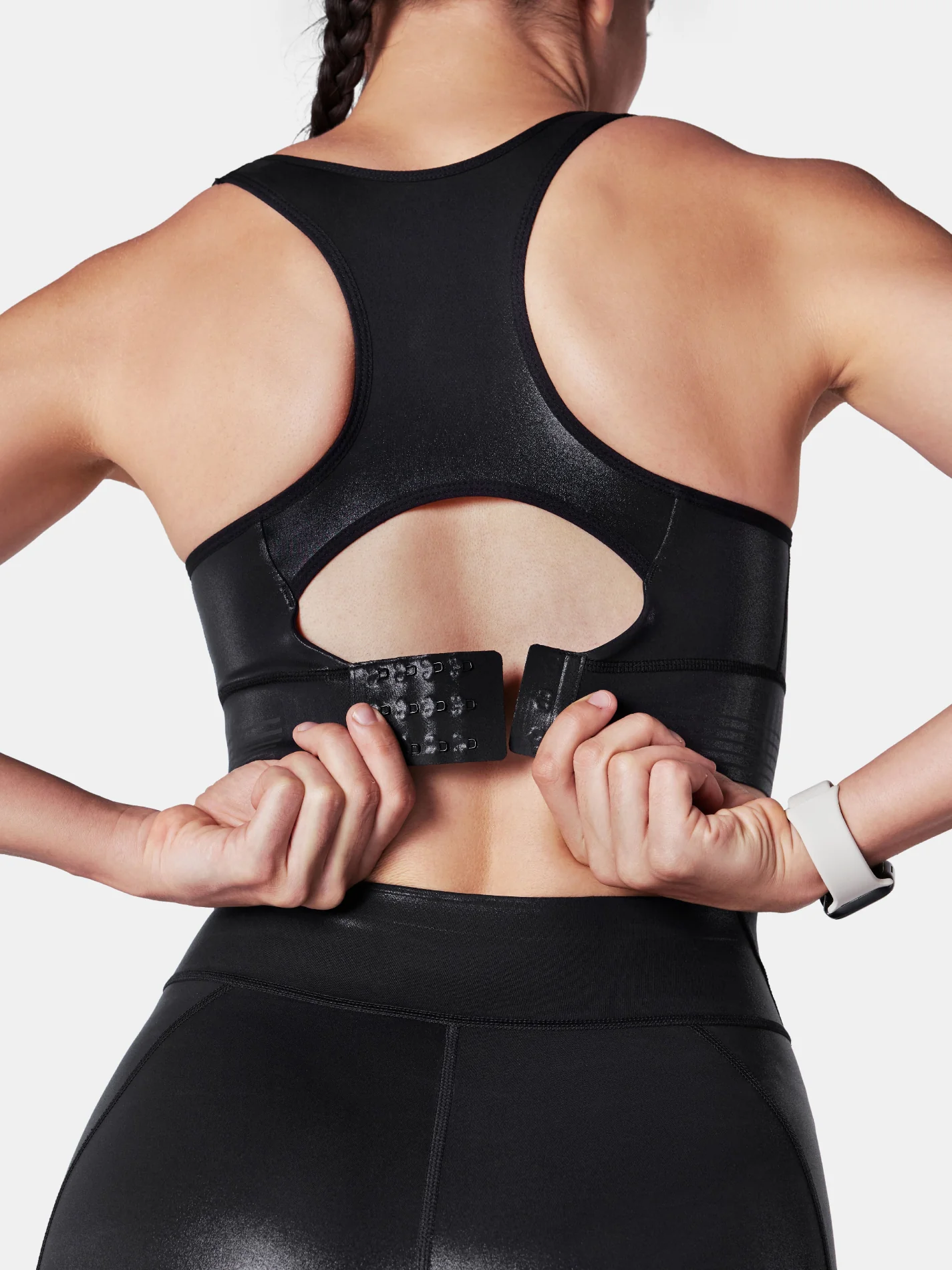 Body Sculpt Glossy Leather Sports Bra - Image 10