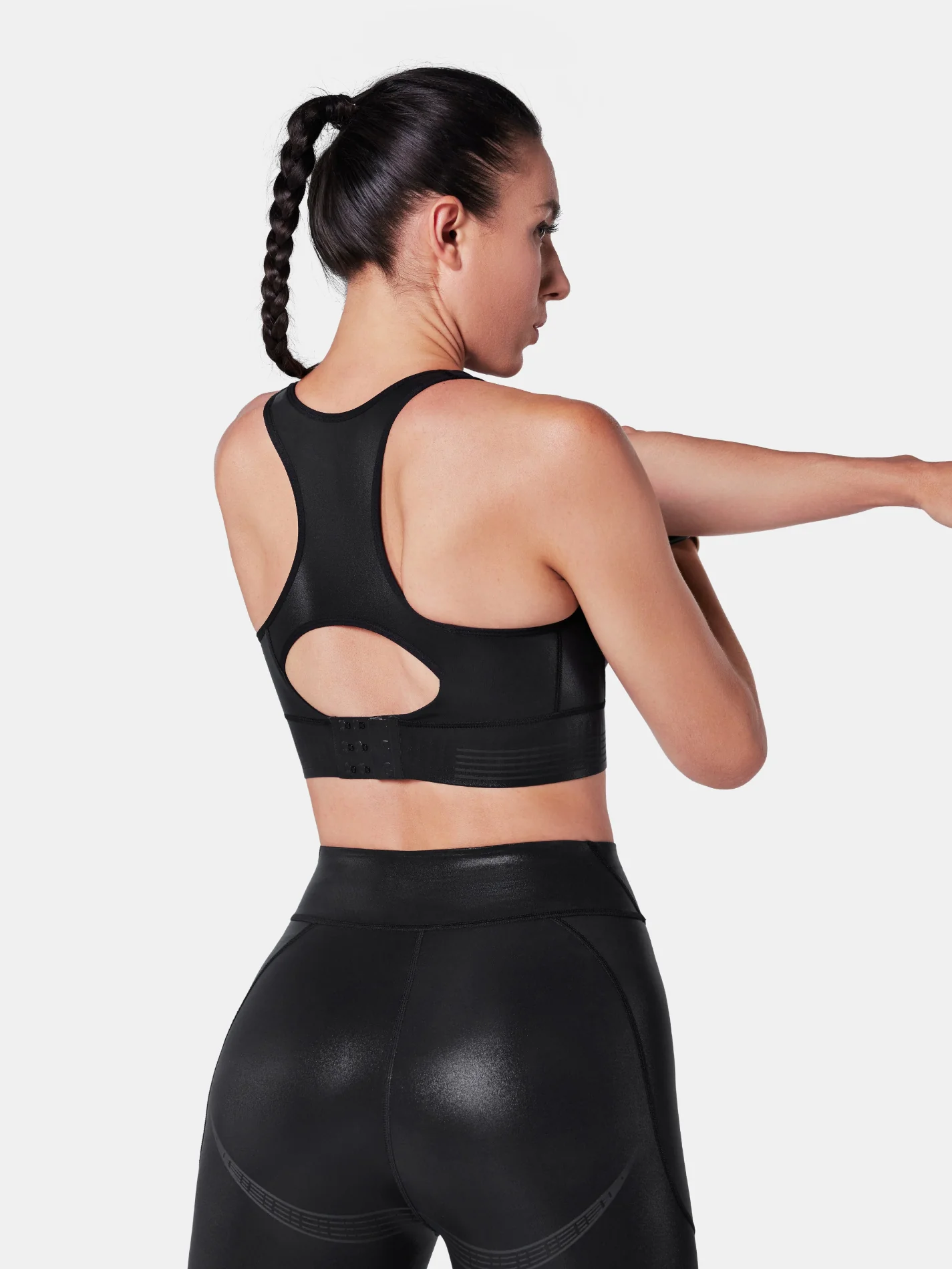 Body Sculpt Glossy Leather Sports Bra - Image 7